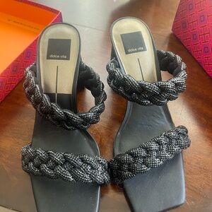 Dolce Vita Black Braided Slide Sandals